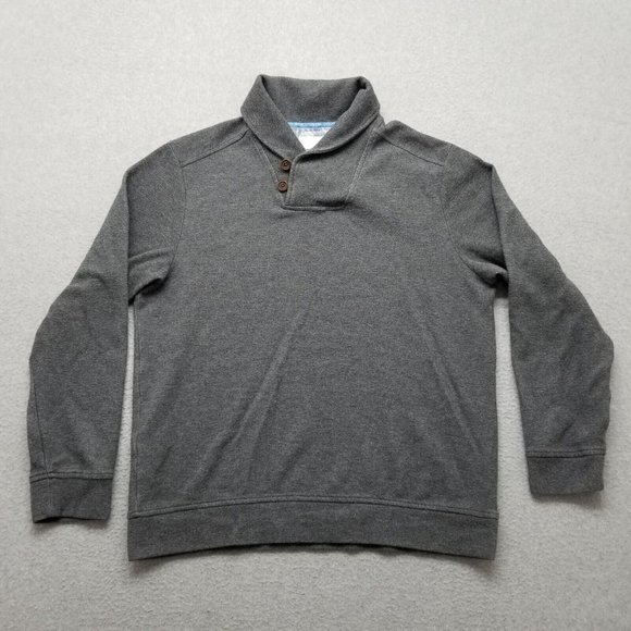 Tommy Bahama Sweater Mens Medium Gray Pullover‎ Shawl Neck - Picture 1 of 12
